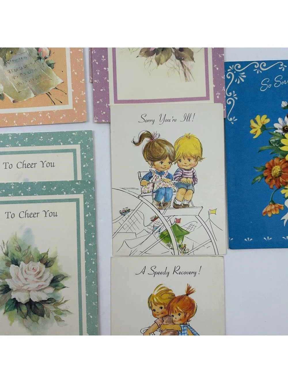 VTG Greeting Card Lot 12x Get Well Soon Speedy Recovery Unused 1970s Retro   N-2